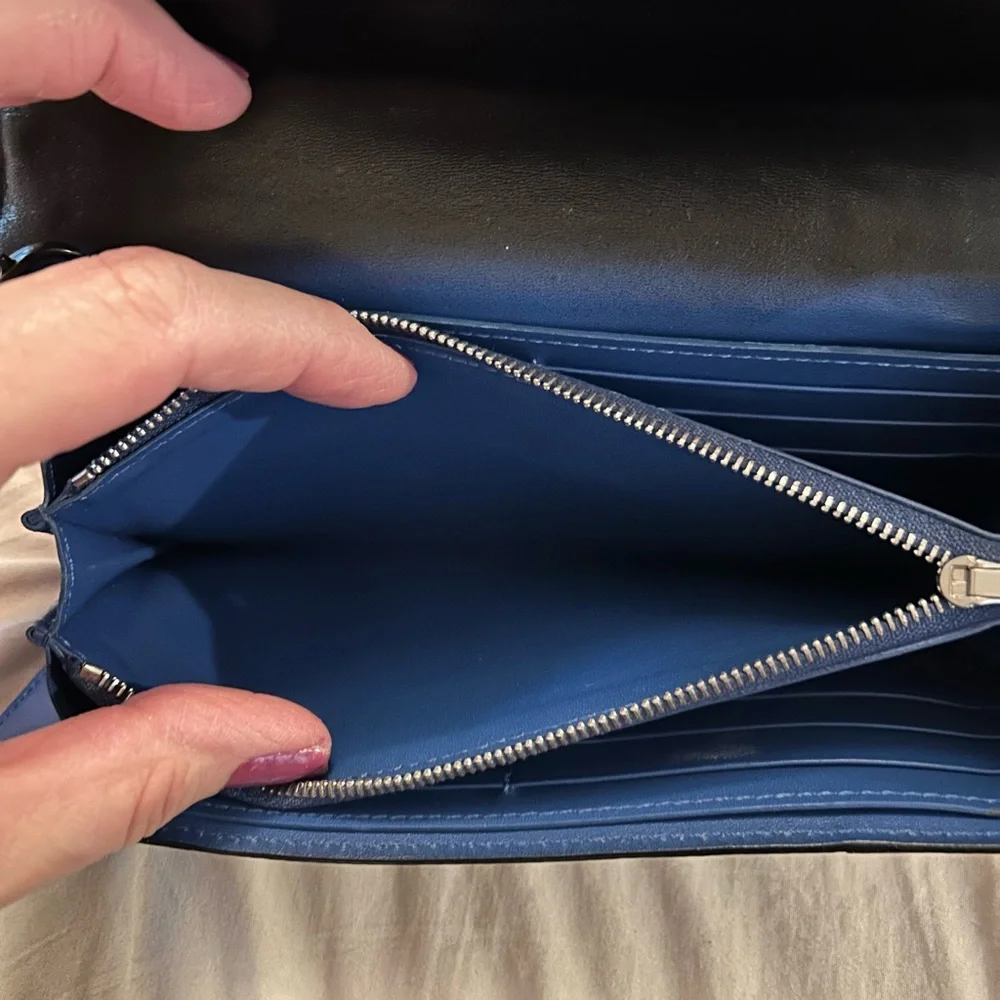 Celine Black and Blue Leather Wallet - Picture 6 of 10